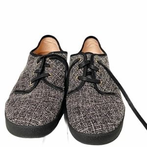 Toms Tweed Shoes Lace-Up Black White